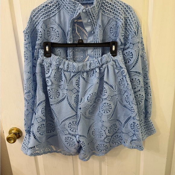 unkown Pants - Chic Blue Lace Women Shorts